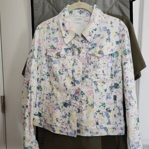 3 Piece set Soho Women's Pastel Splatter Denim Jacket top and pants